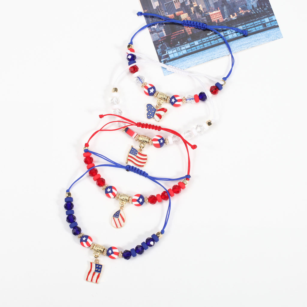 Americana Flag Charm Beaded Bracelet Set - view 9