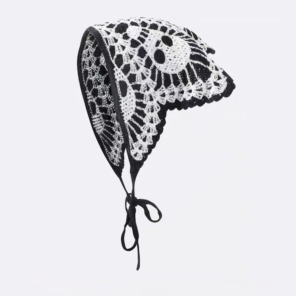 Crochet Skull and Web Triangle Bandana