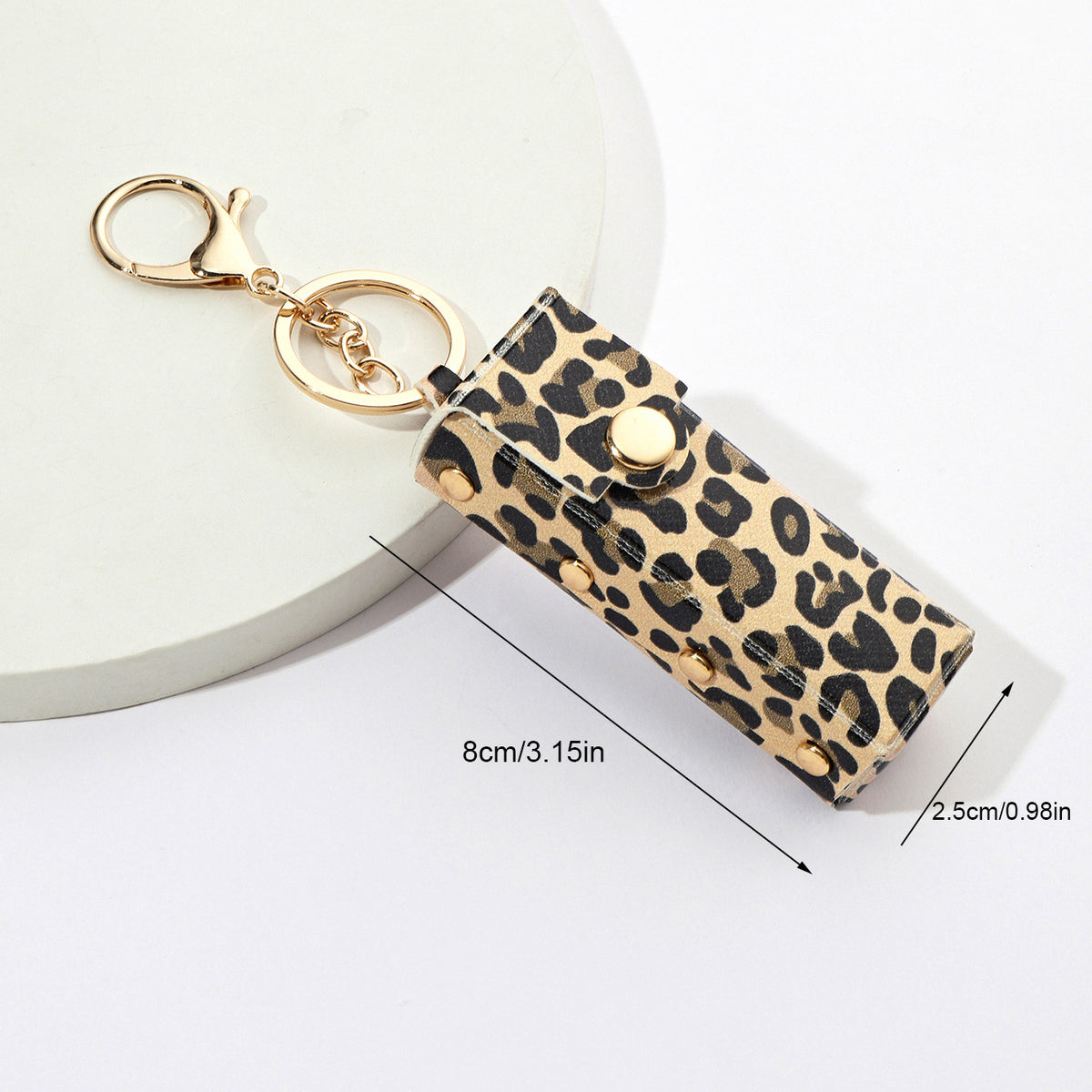 Leopard Lipstick Case Keychain Bag Charm - view 1
