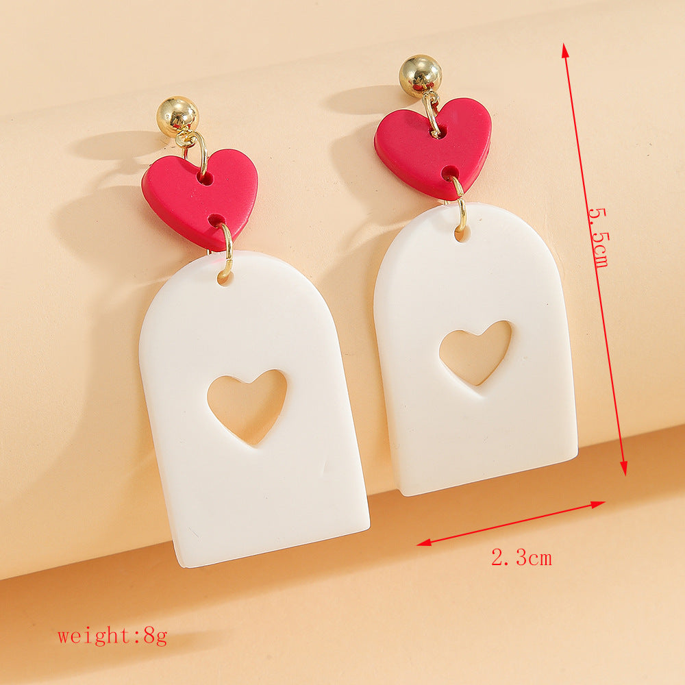 Rose and Envelope Clay Drop Earrings - White-5