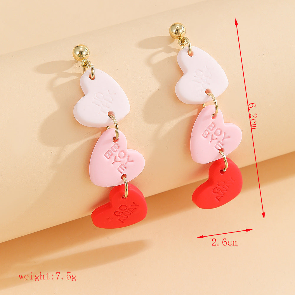Rose and Envelope Clay Drop Earrings - White-6