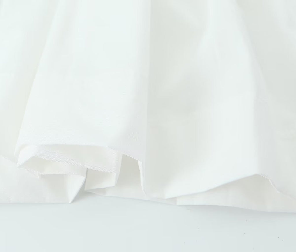 Peplum Blouse With Bow Front And Puff Sleeves - White - 6