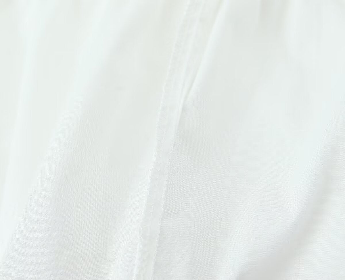 Peplum Blouse With Bow Front And Puff Sleeves - White - 7