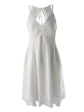 Eyelet Embroidered Backless Cami Dress - White