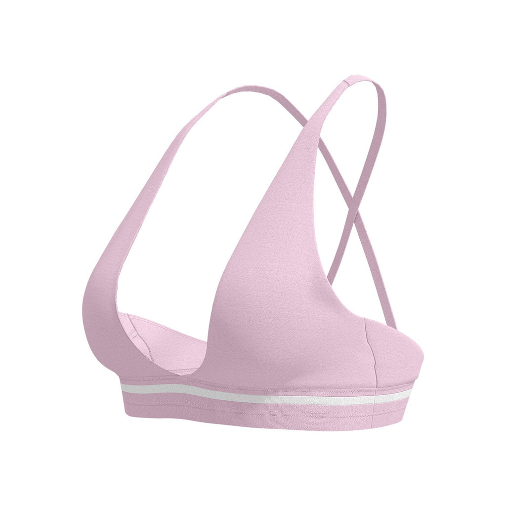 Contrast Trim Deep V Halter Stretch Sports Bra