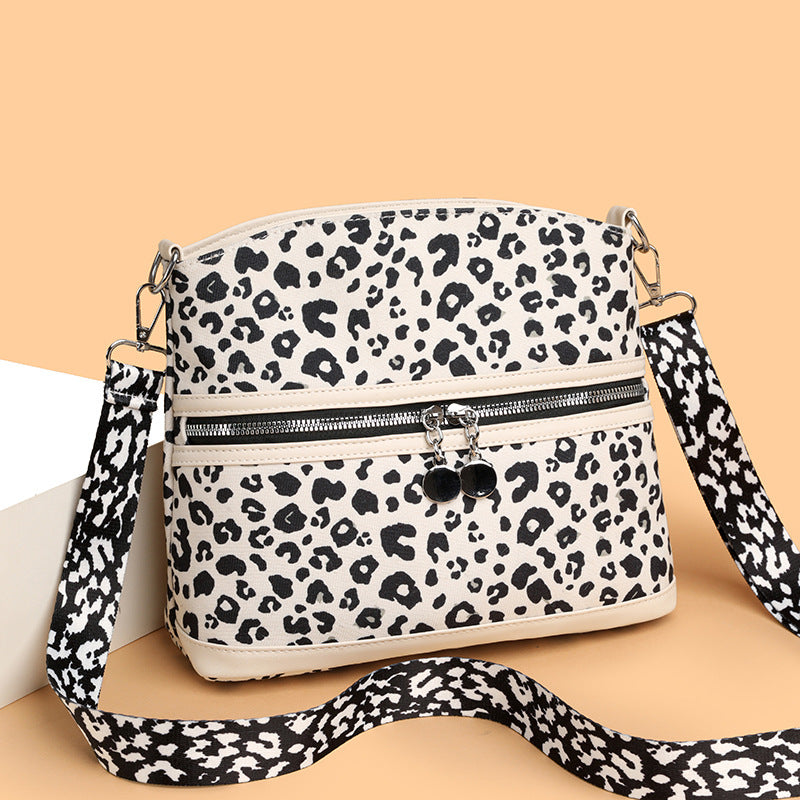 Wide Strap Leopard Dome Crossbody Bag