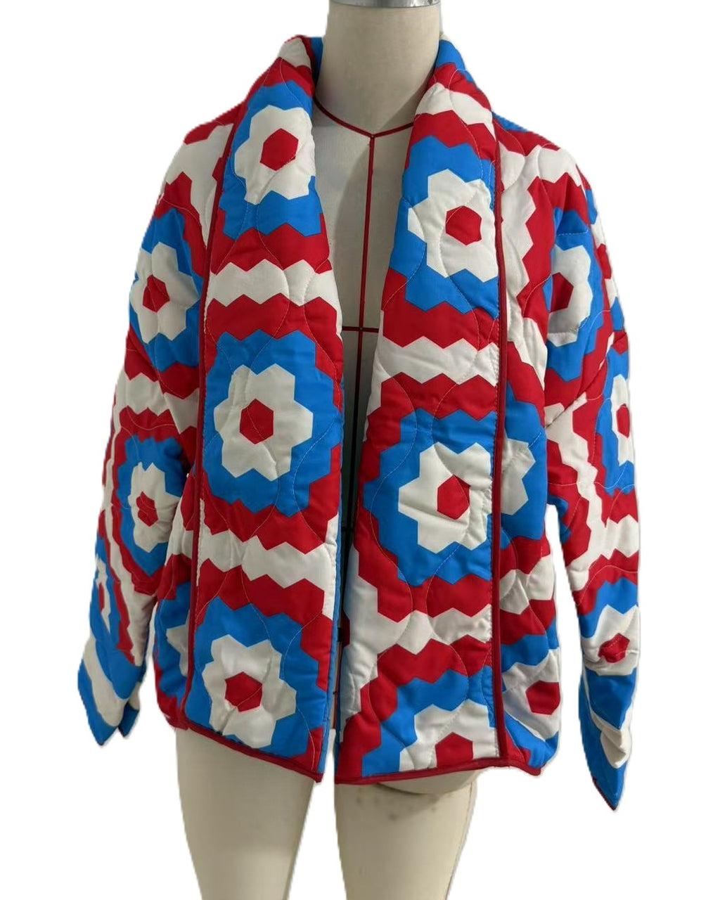 Boho Granny Square Quilted Open Jacket - Color
