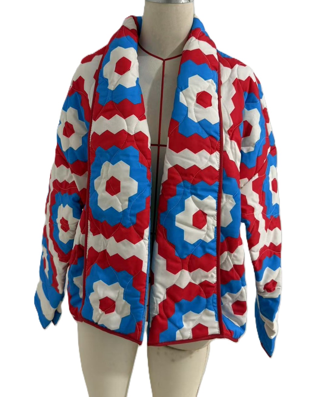 Boho Granny Square Quilted Open Jacket - Color