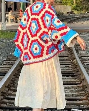 Boho Granny Square Quilted Open Jacket - Color - 1