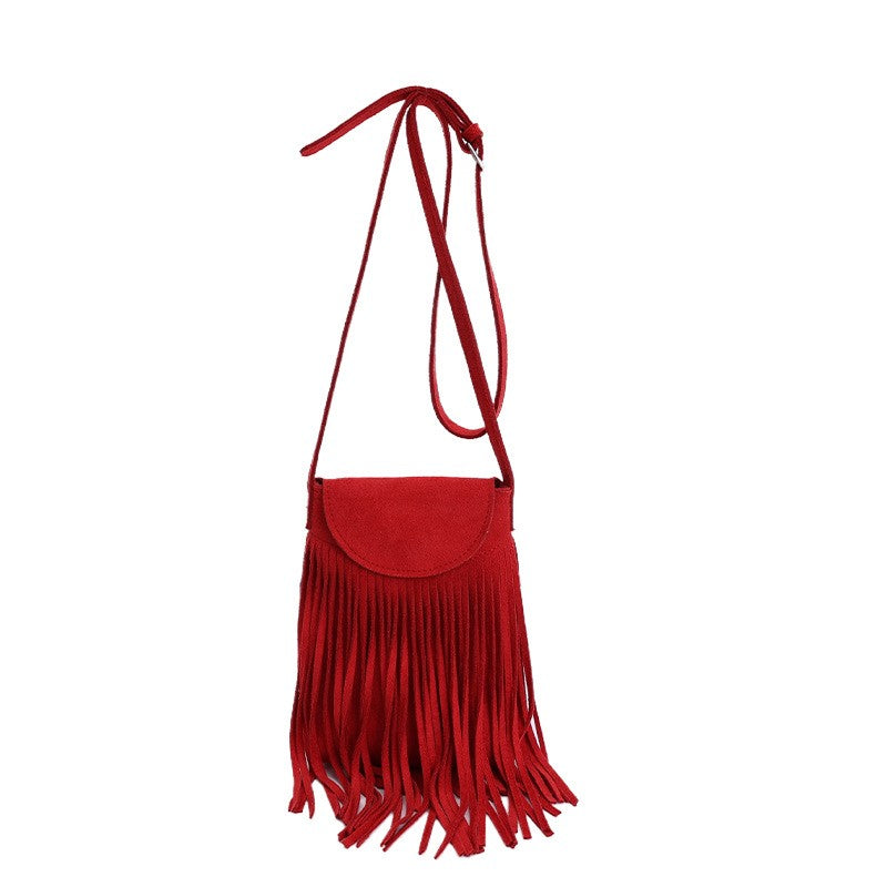 Faux Suede Fringe Crossbody Phone Bag