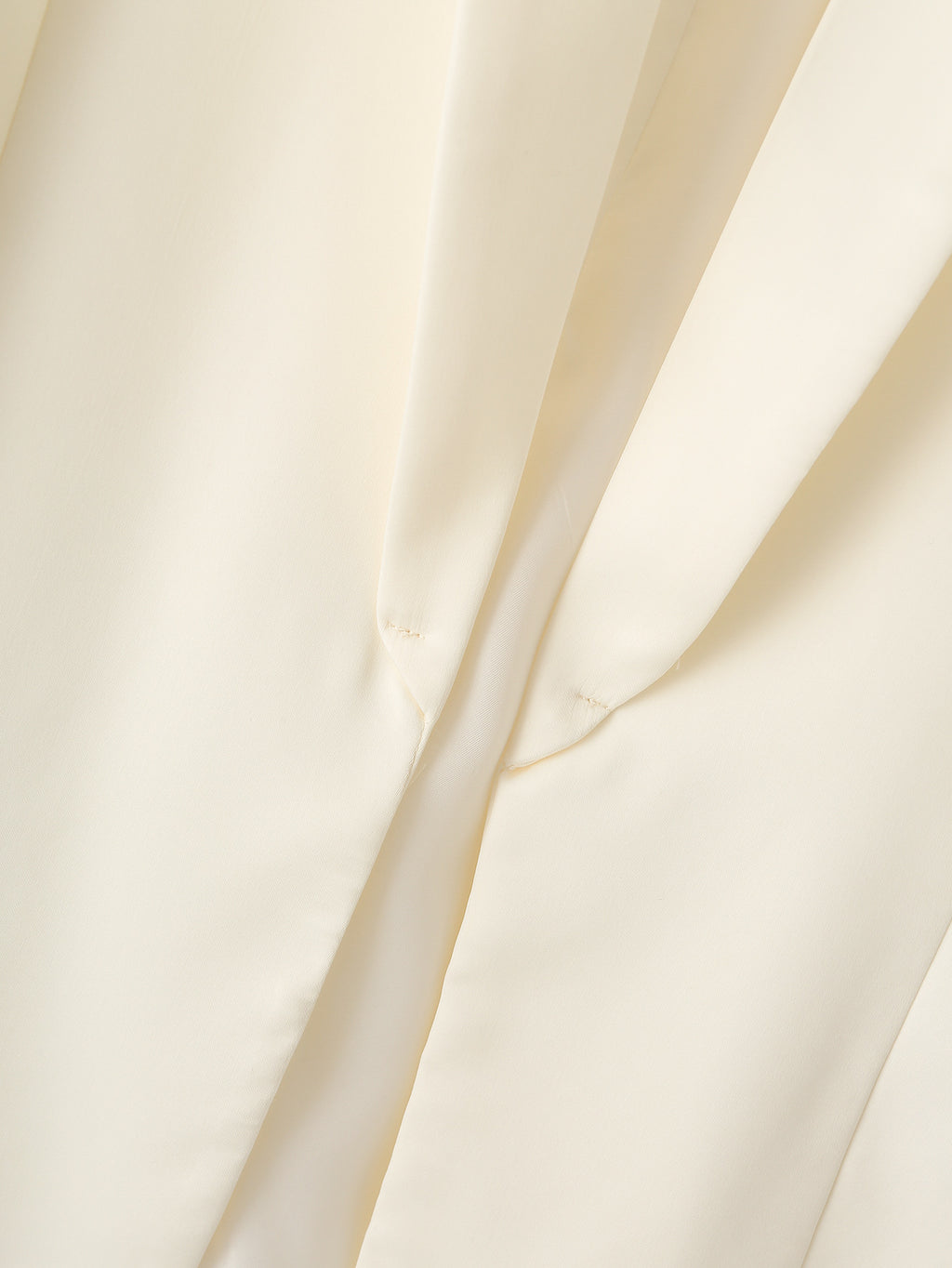 Collarless Open Front Pleated Sleeve Blazer - Beige - 1