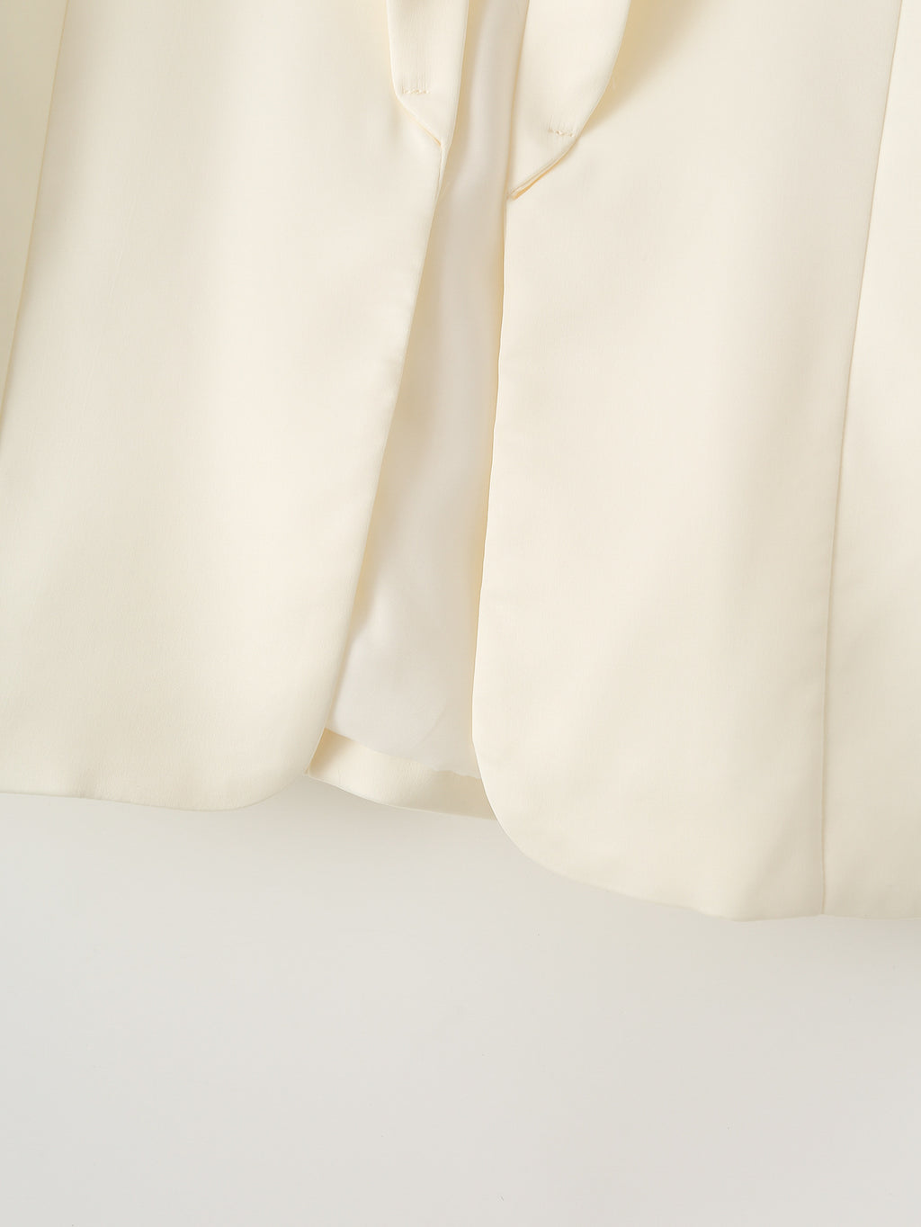 Collarless Open Front Pleated Sleeve Blazer - Beige - 2