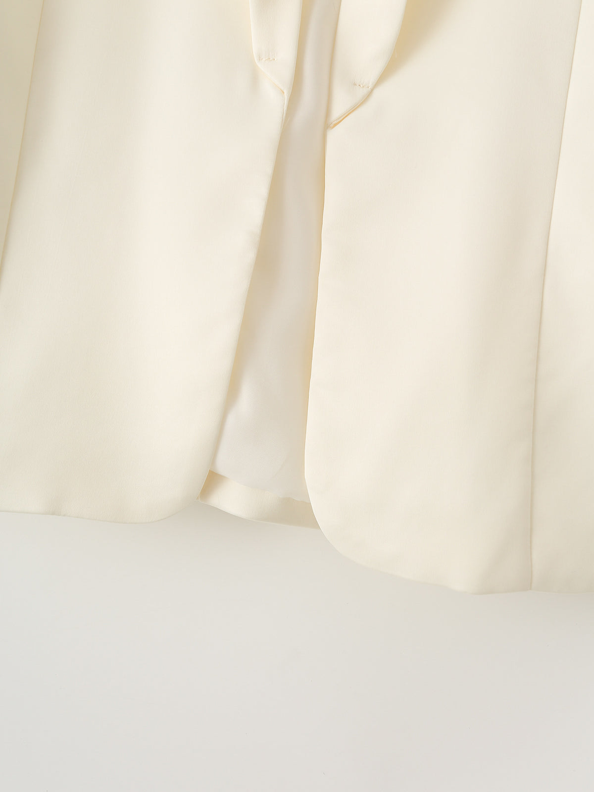 Collarless Open Front Pleated Sleeve Blazer - Beige - 2