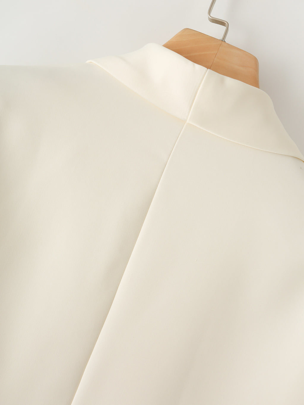 Collarless Open Front Pleated Sleeve Blazer - Beige - 5