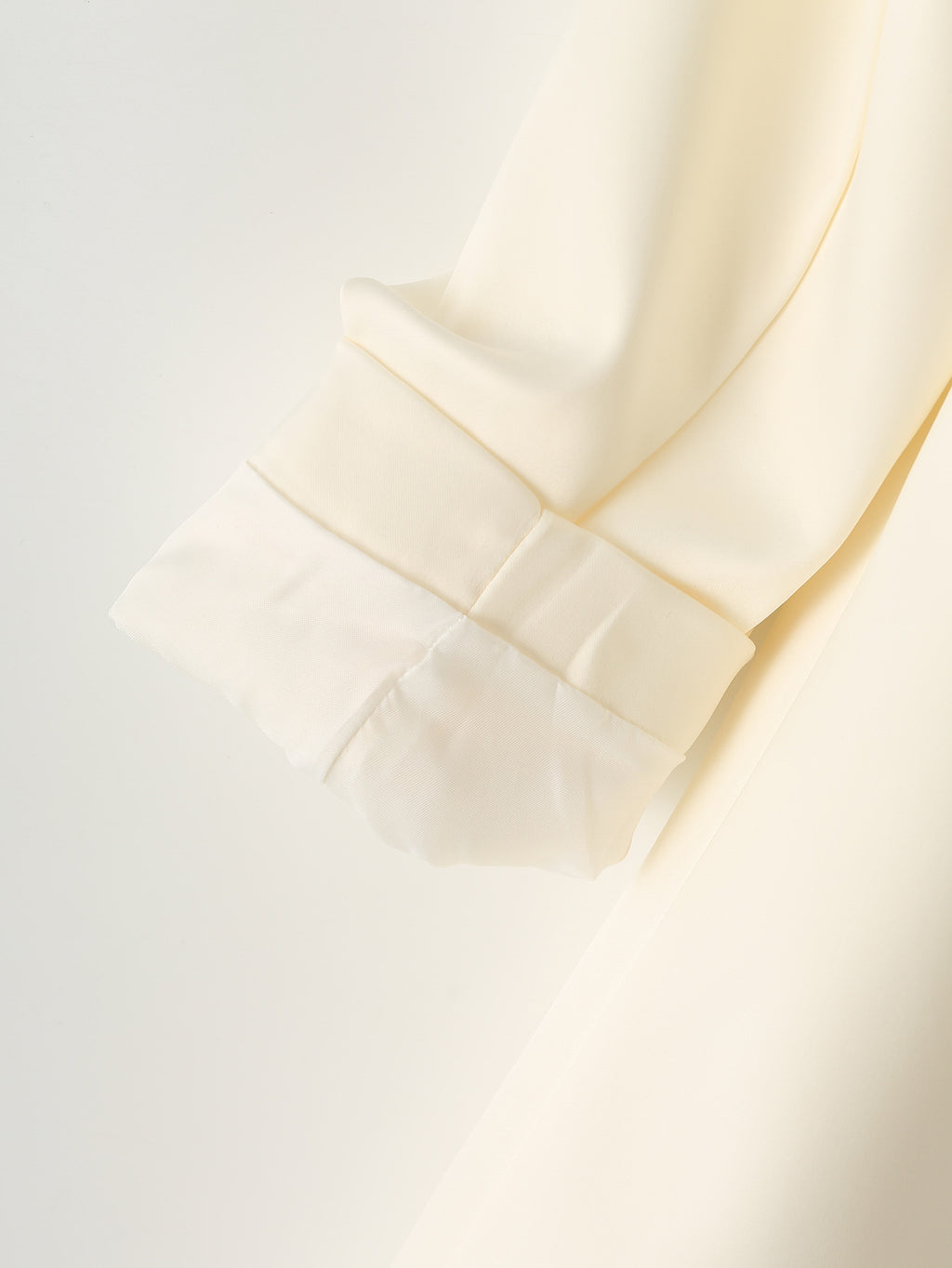 Collarless Open Front Pleated Sleeve Blazer - Beige - 6