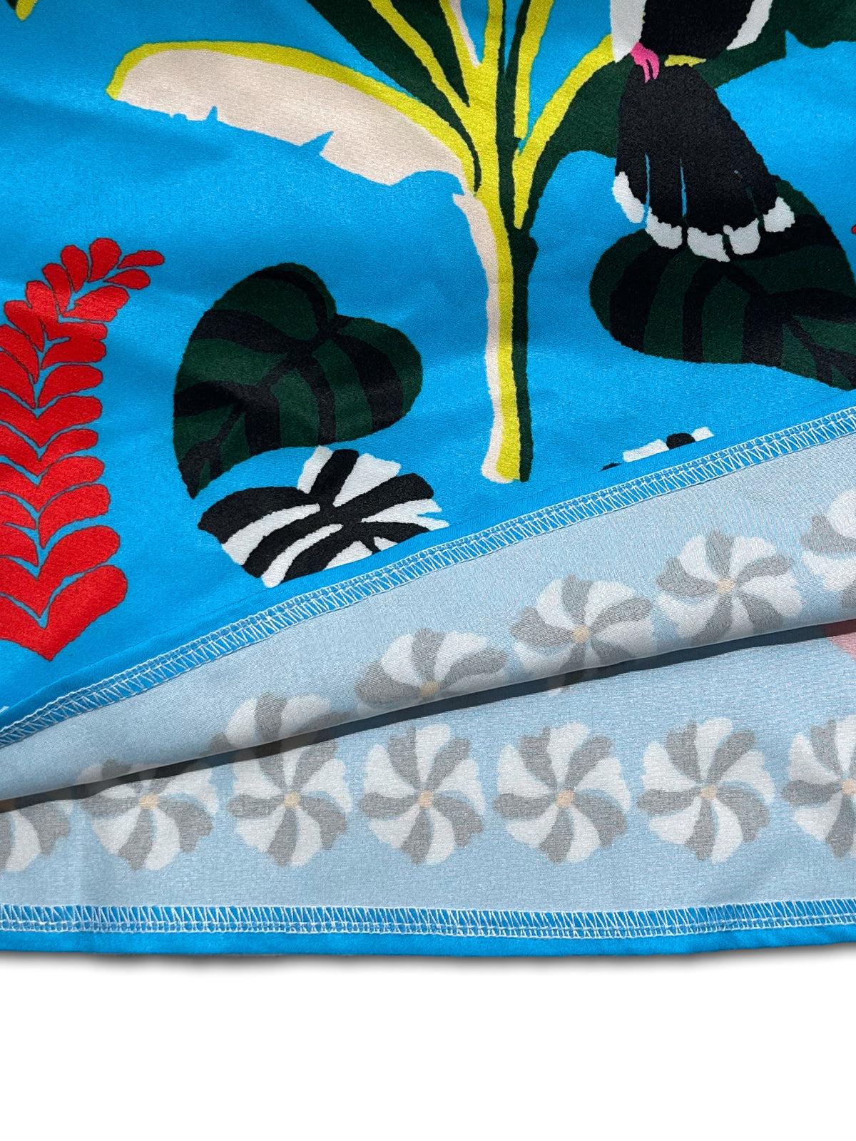 Tropical Toucan Print Wrap Midi Skirt - Blue - 2