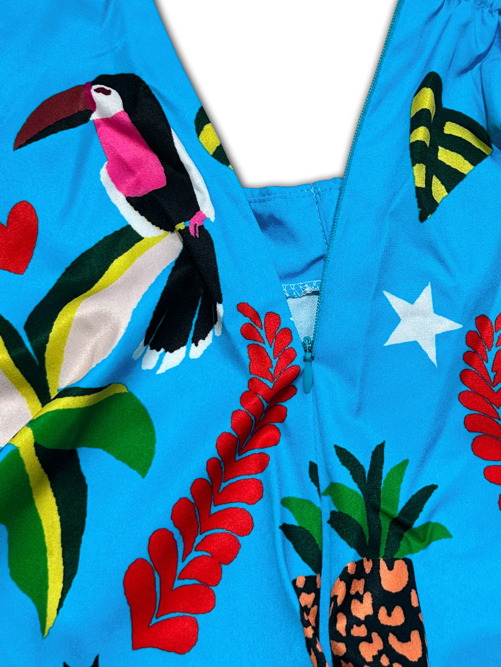 Tropical Toucan Print Wrap Midi Skirt - Blue - 3