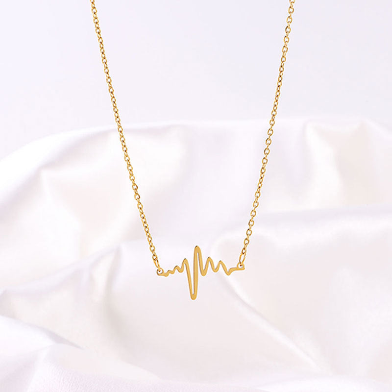 Heartbeat Line Pendant Chain Necklace - ECG