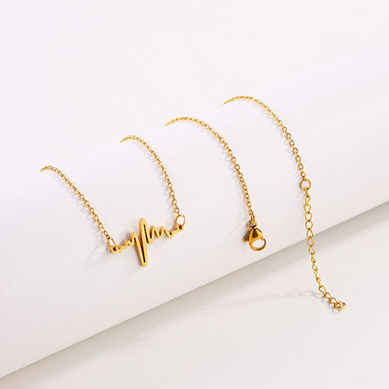 Heartbeat Line Pendant Chain Necklace - ECG - 2