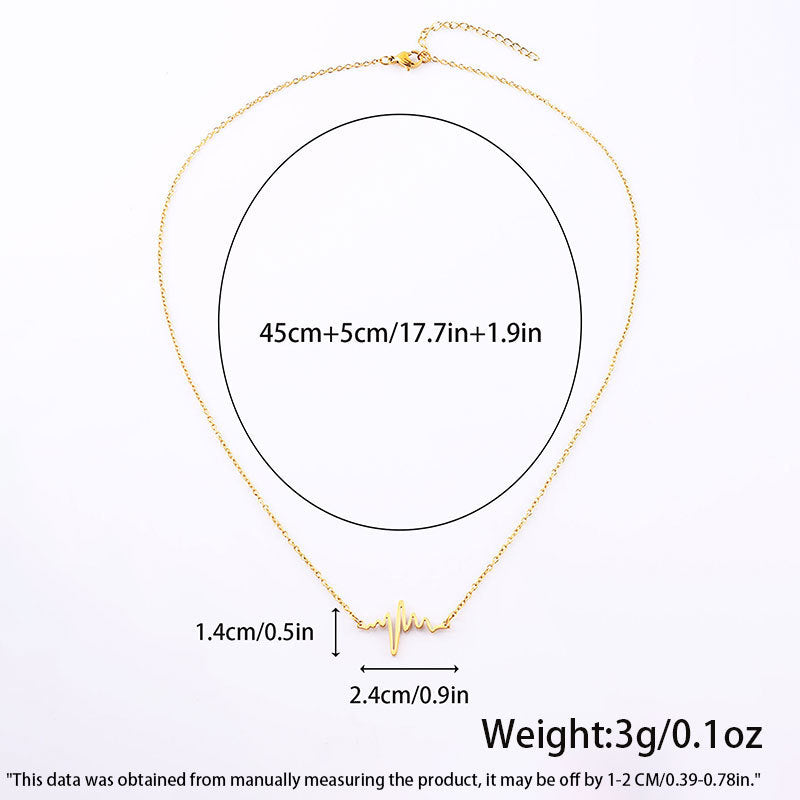 Heartbeat Line Pendant Chain Necklace - ECG - 3