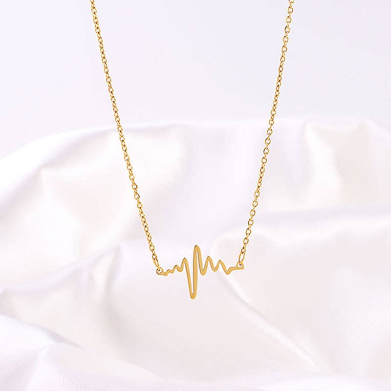 Heartbeat Line Pendant Chain Necklace