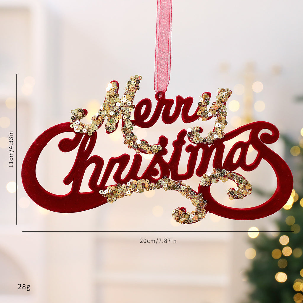 Flocked Christmas Ornament with Sequin Accents - C10