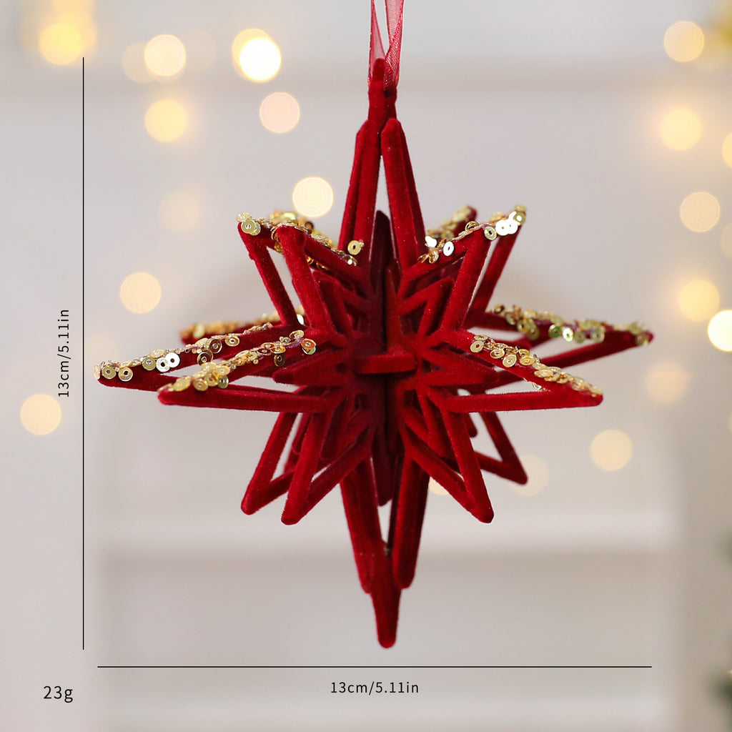 Flocked Christmas Ornament with Sequin Accents - C12