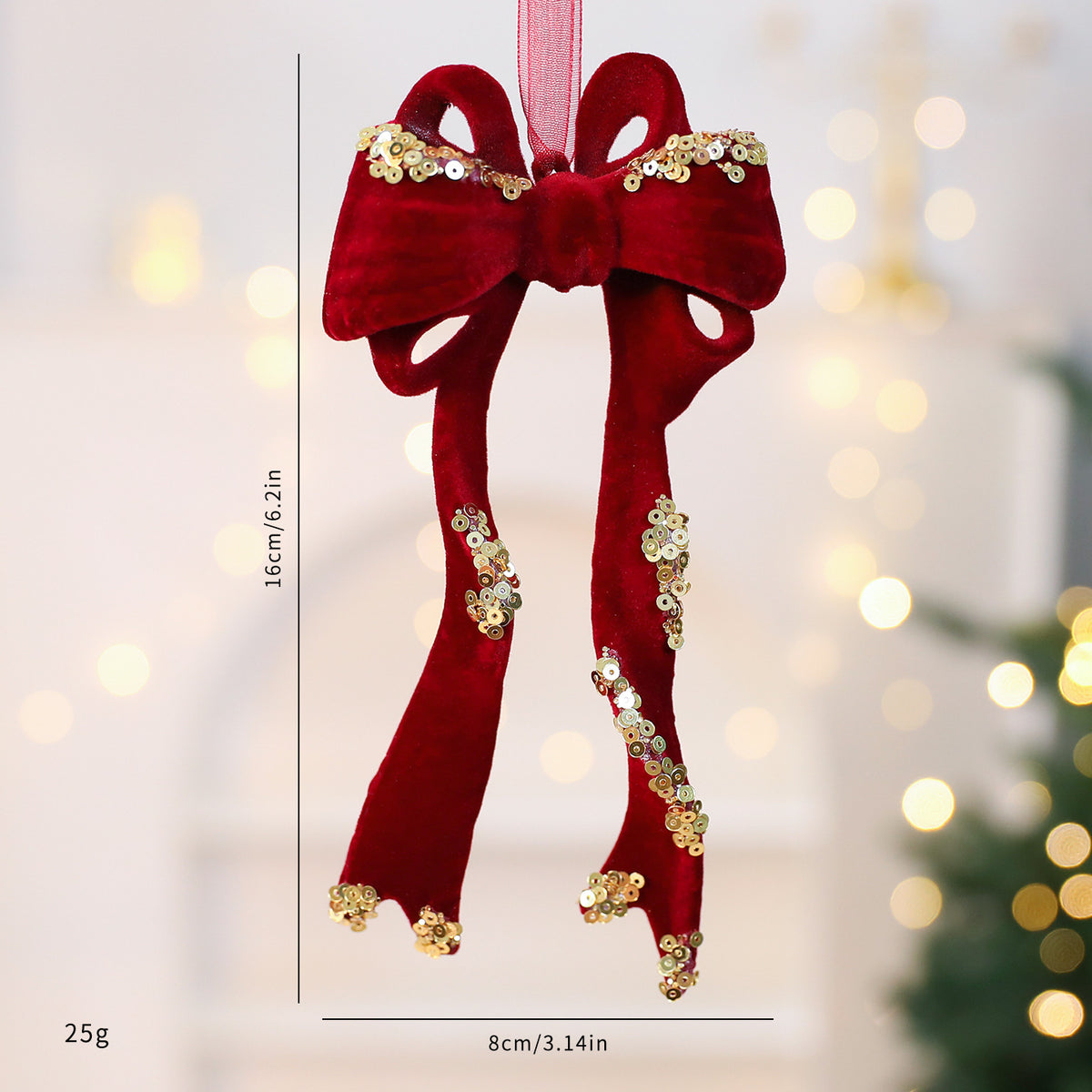 Flocked Christmas Ornament with Sequin Accents - C5