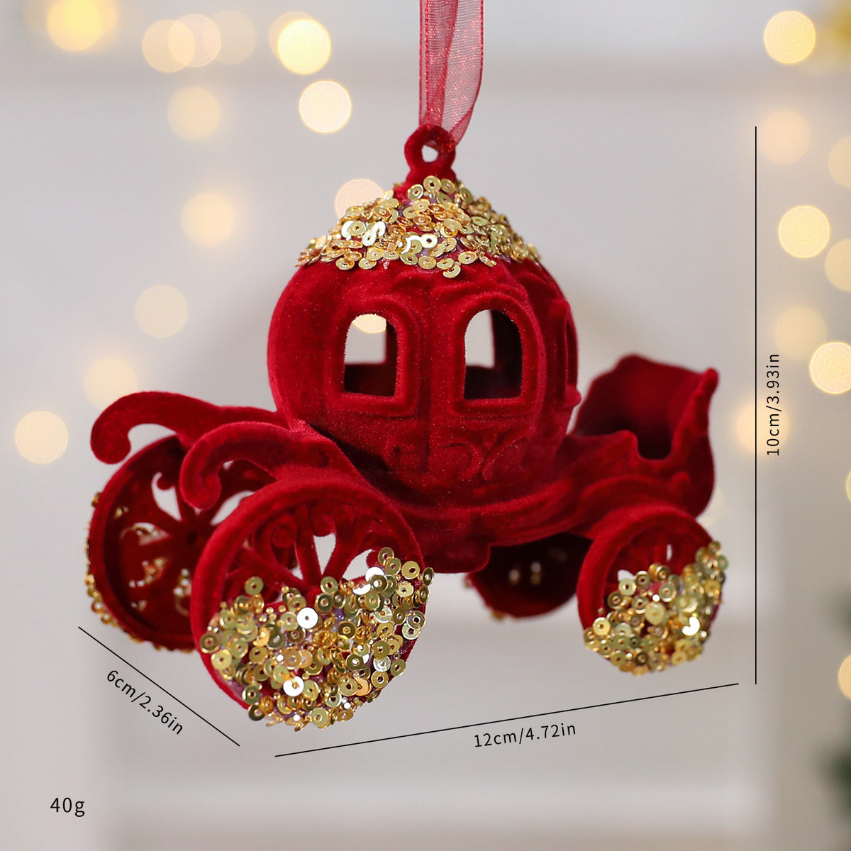 Flocked Christmas Ornament with Sequin Accents - C6