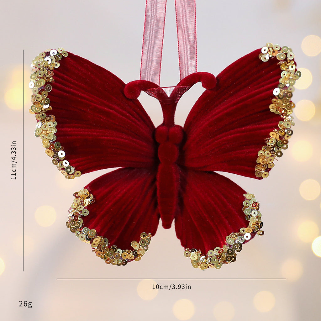 Flocked Christmas Ornament with Sequin Accents - C7