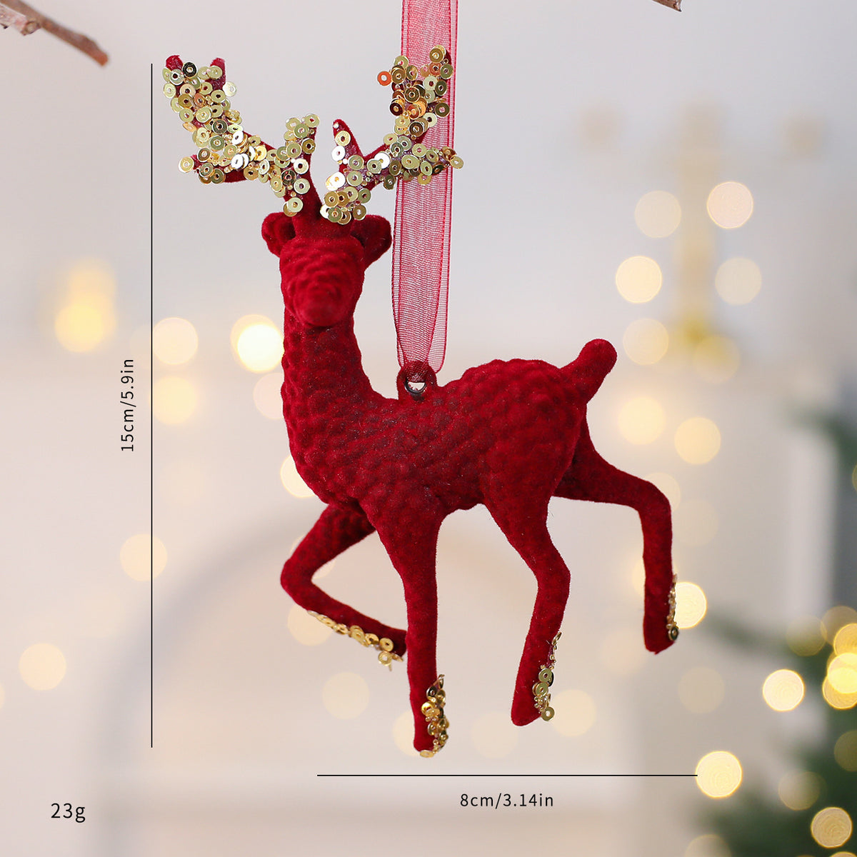 Flocked Christmas Ornament with Sequin Accents - C8