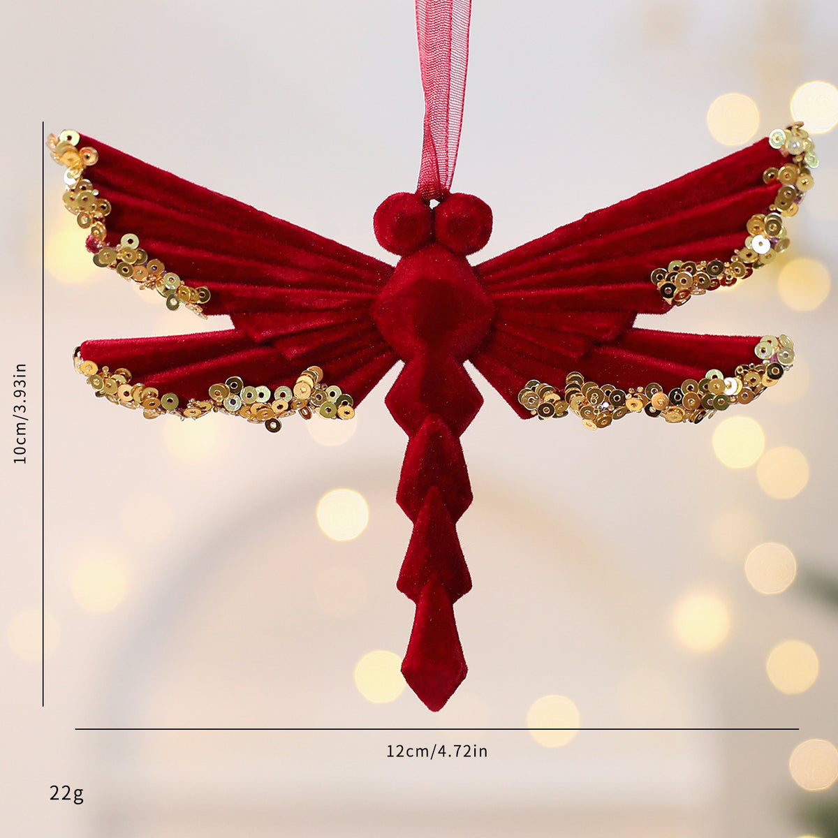 Flocked Christmas Ornament with Sequin Accents - C9