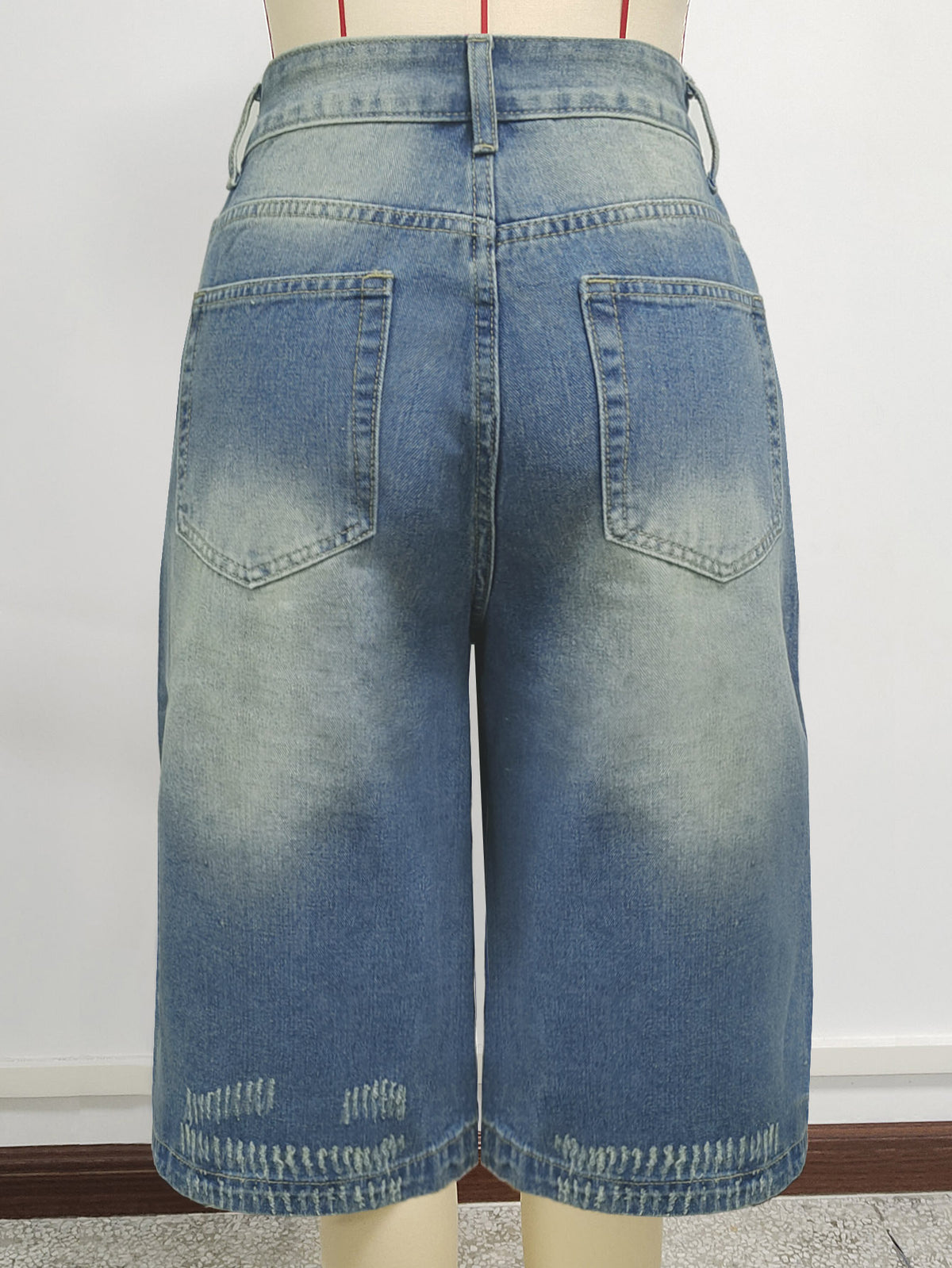 High Rise Baggy Denim Culotte Jeans - DarkBlue - 3