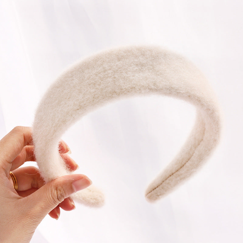 Soft Boucle Knit Wide Headband - Beige