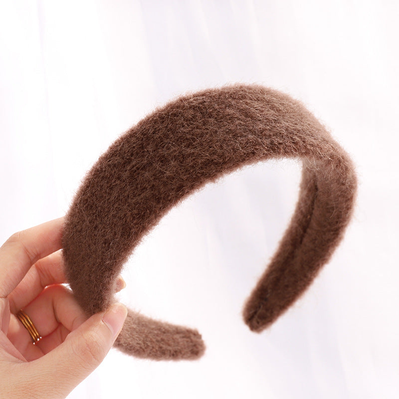 Soft Boucle Knit Wide Headband - Coffee
