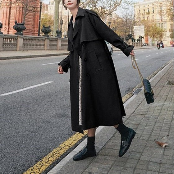 Oversized Belted Double Breasted Midi Trench Coat