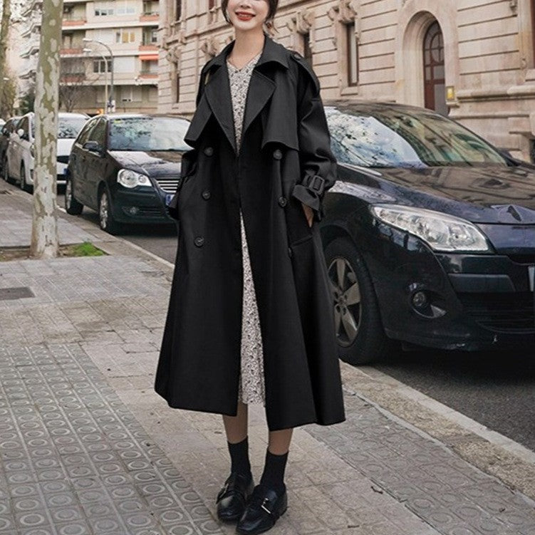 Oversized Belted Double Breasted Midi Trench Coat