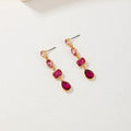 Graduated Crystal Teardrop Dangle Earrings - Red