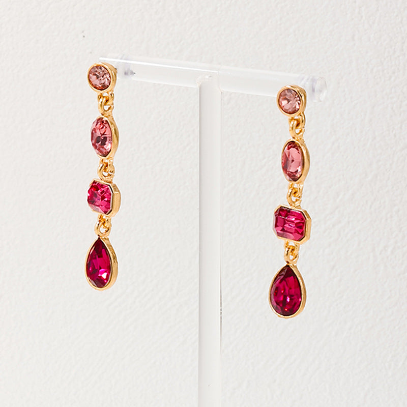 Graduated Crystal Teardrop Dangle Earrings - view 1