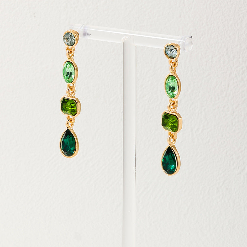 Graduated Crystal Teardrop Dangle Earrings - view 2
