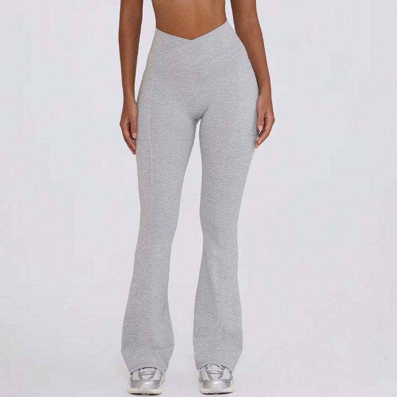 Crossover V Waist Flare Yoga Leggings With Pockets
