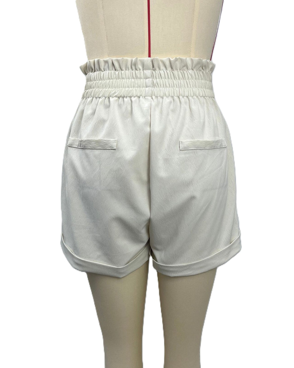 Smocked High Waist Cuffed Paperbag Shorts - view 1