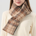 Plaid Fleece Padded Neck Scarf - Khaki