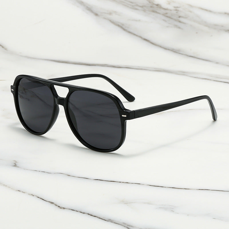 Polarized Square Aviator Sunglasses - Black