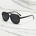 Polarized Square Aviator Sunglasses - Black