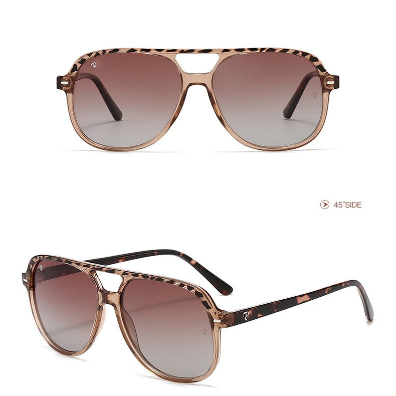Polarized Square Aviator Sunglasses - Tea - 1