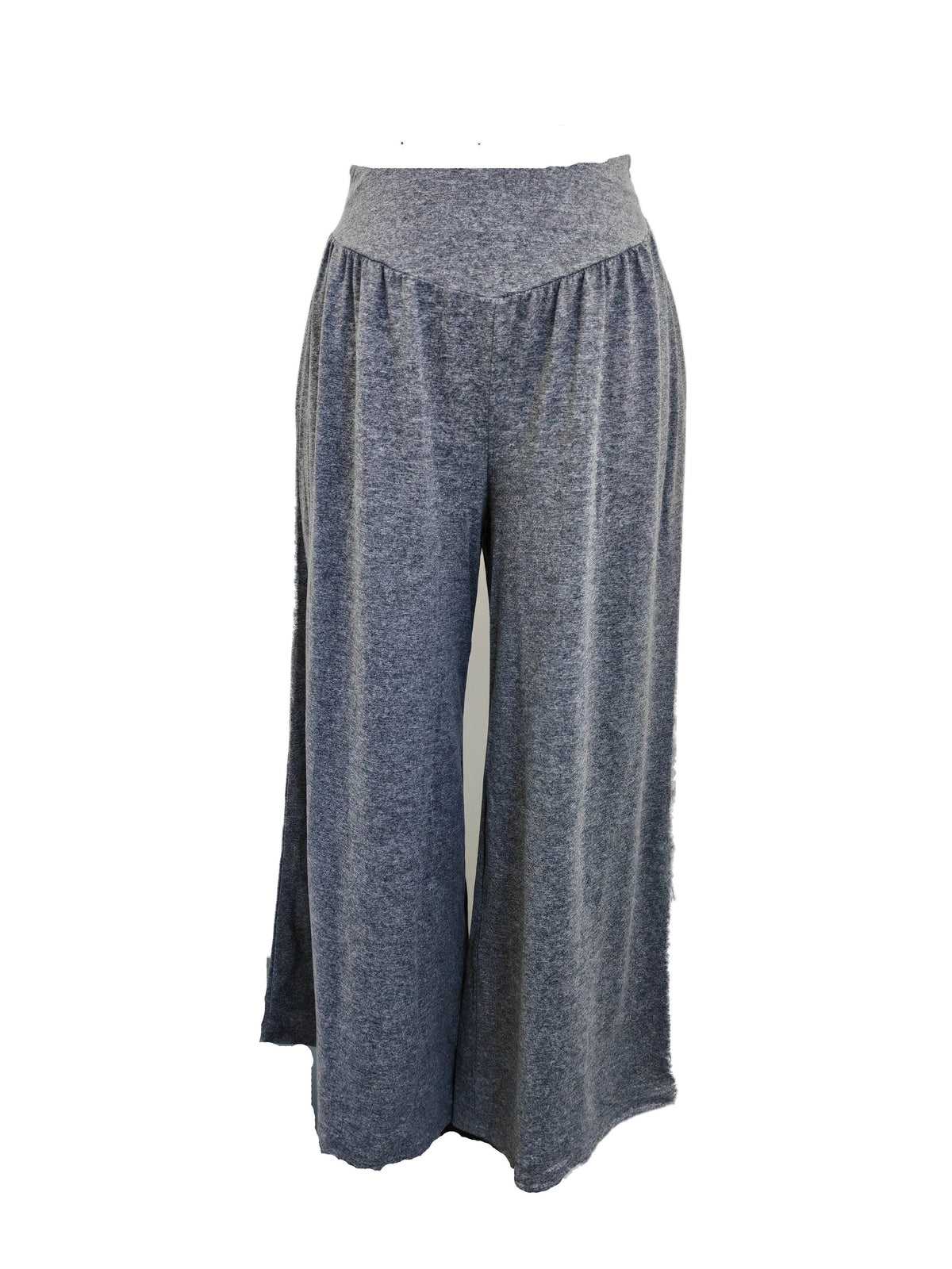 High Waist Pleated Wide Leg Palazzo Pants - Grey