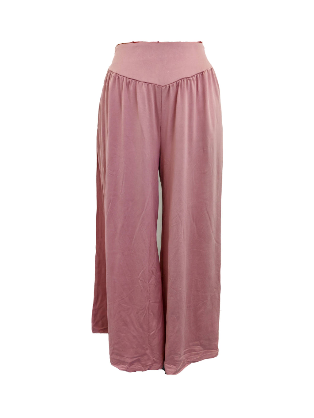 High Waist Pleated Wide Leg Palazzo Pants - Pink