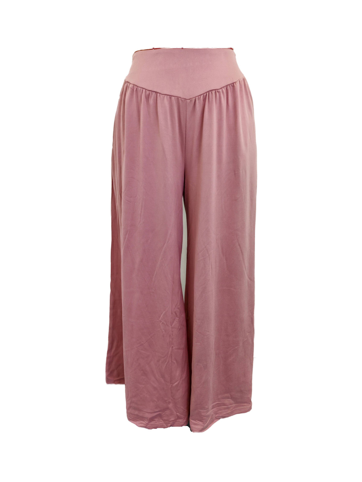 High Waist Pleated Wide Leg Palazzo Pants - Pink