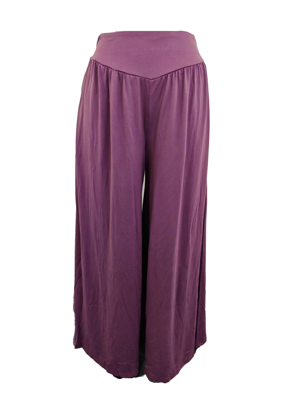 High Waist Pleated Wide Leg Palazzo Pants - Purple